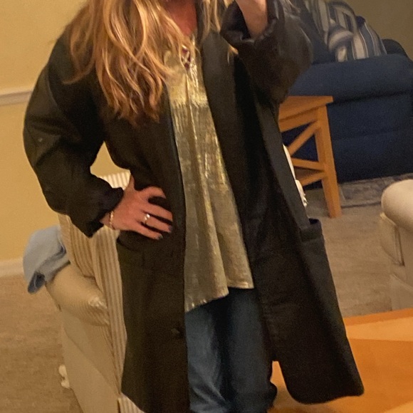 Preston & York Lambskin Black Leather Mid Length Coat size Large - Picture 13 of 16